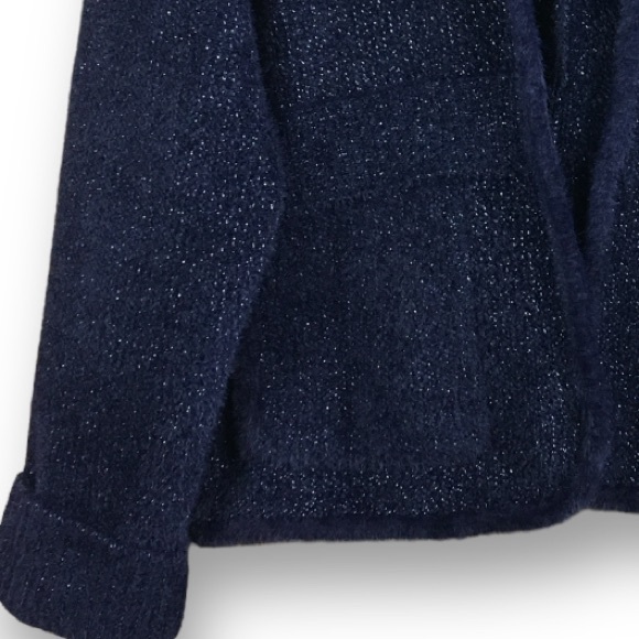 Anthropologie Pilcro Oliver Shine Metallic Cardigan Navy One Size - Picture 7 of 10